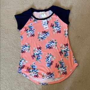 Peach flowery short-sleeve top